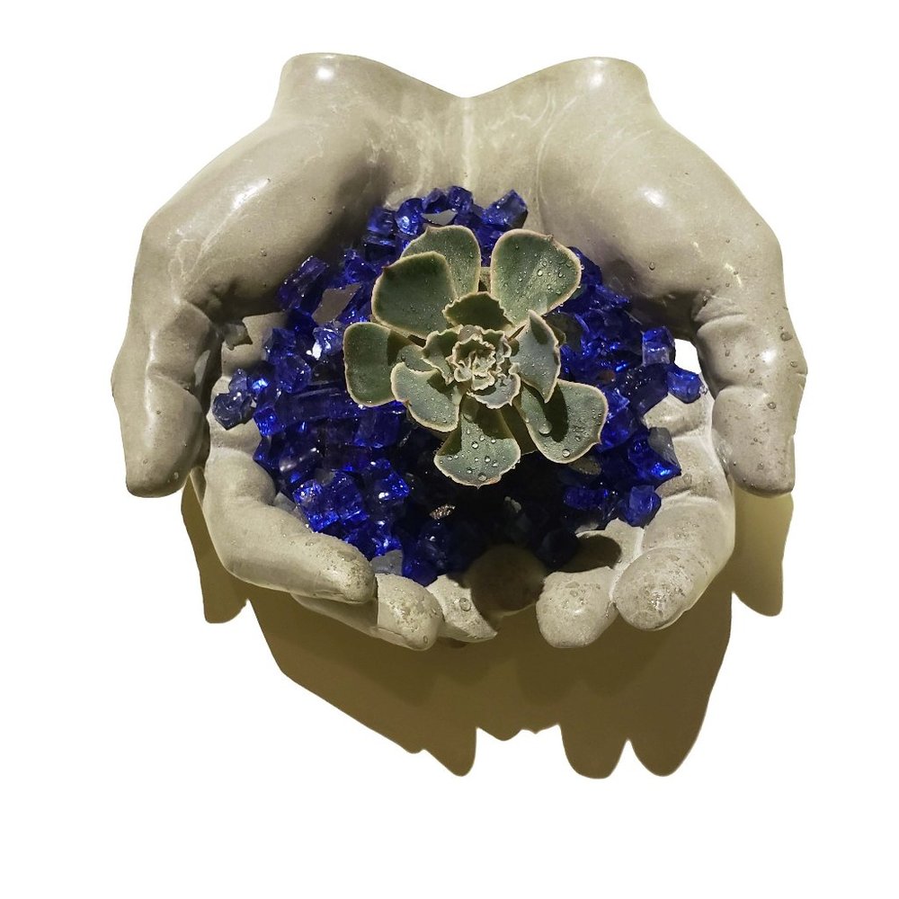 Concrete Hands, Tabletop Fireplace or Succulent Holder